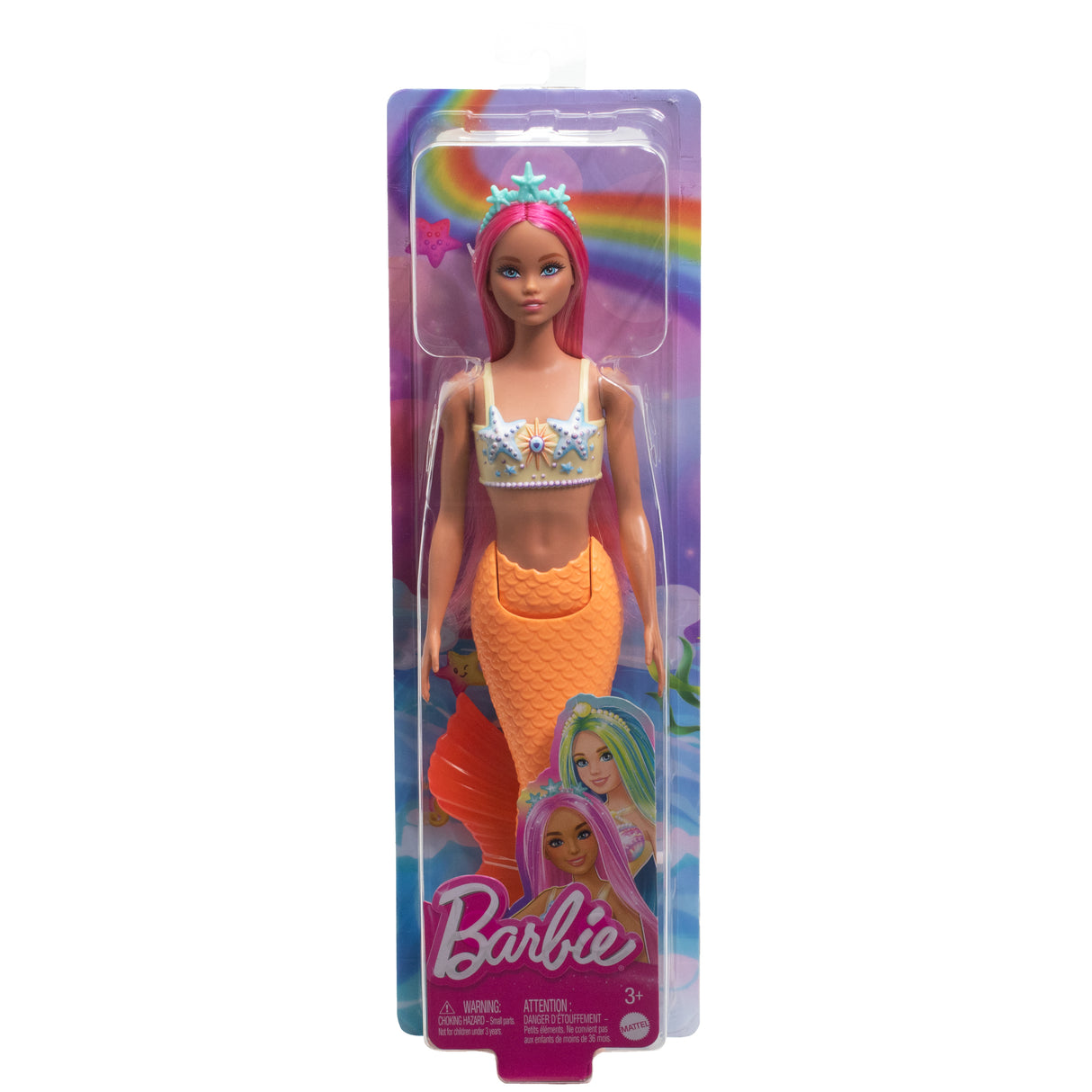 Barbie - Poupées Sirenes avec cheveux et nageoires colorés et serre-tete HRR05
