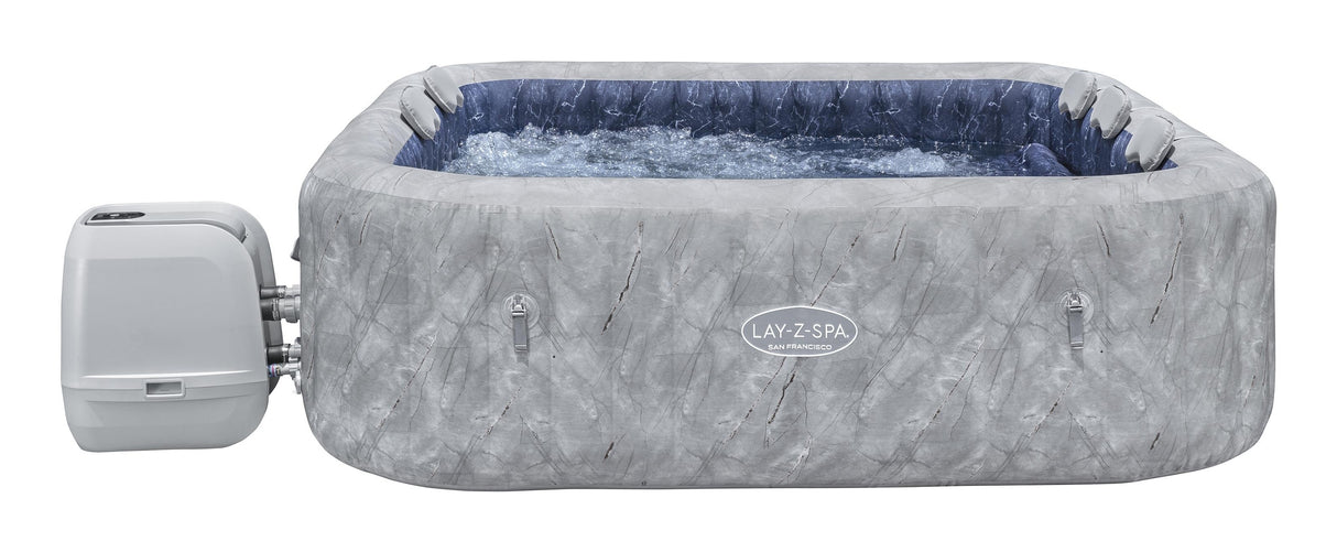 Spa gonflable BESTWAY - Lay-Z-Spa San Fransisco - Hydrojets - 230 x 230 x 71 cm - 5 a 7 places - Carré (couverture, 5 appuie-tete)
