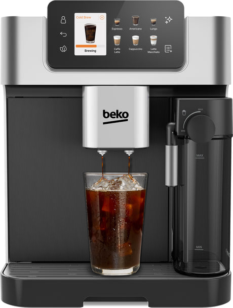 Machine a café avec broyeur - BEKO - CEG7348X - 1350 W - 250g de grains - Noir / Silver