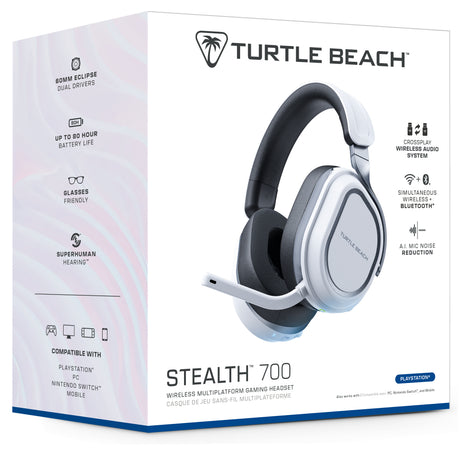 Casque gaming sans fil - Turtle Beach Stealth™ 700P (Gen3) - Blanc - PS5, PS4, PC, mobile, 60mm, Bluetooth, 80h