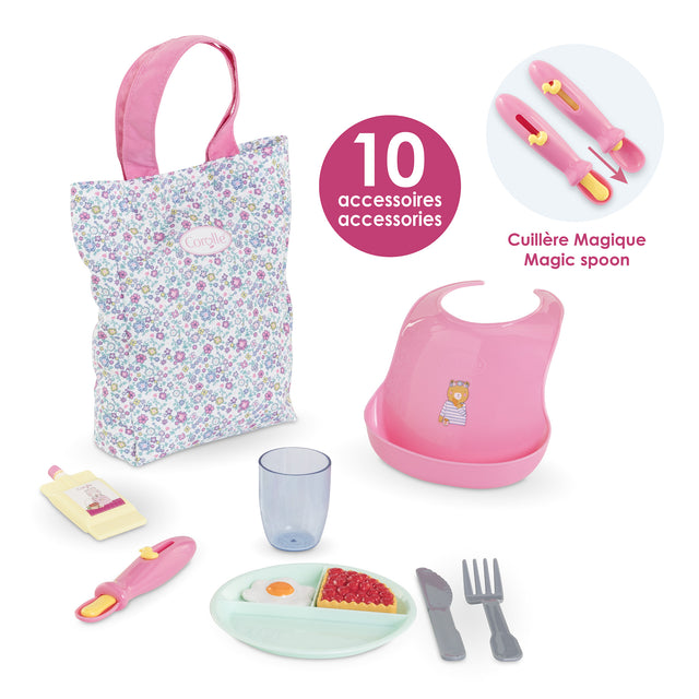 Grand coffret repas - COROLLE - Floral - Pour poupon 36/42 cm - Des 24 mois