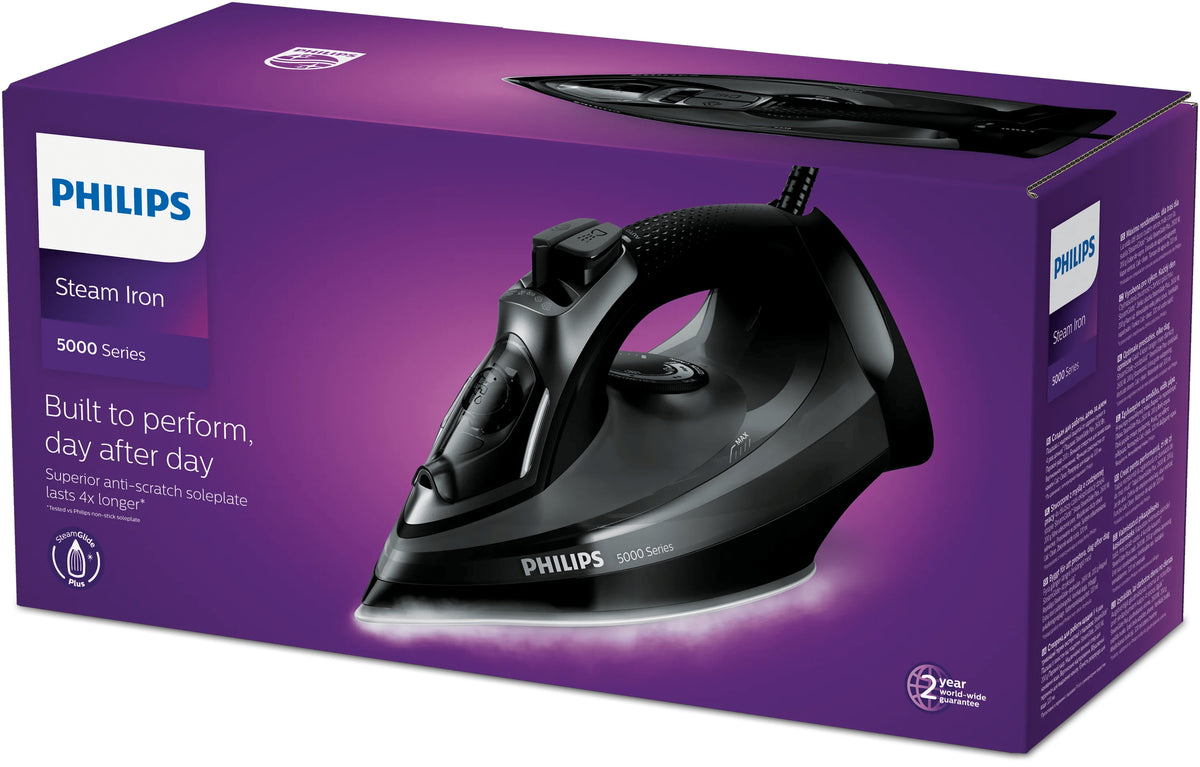 Fer a repasser vapeur - PHILIPS - DST5040/80 - A vapeur avec systeme Calc Clean - 45g/min vapeur continue - 2600W - Noir