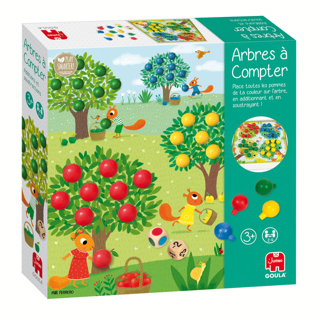 Jeu éducatif - GOULA - Arbres a compter - Pommes en bois et dés
