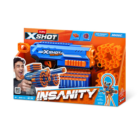 Lanceur de fléchettes - ZURU - X-SHOT Manic - Capacité 47 fléchettes - Portée 30 m - Compact et puissant