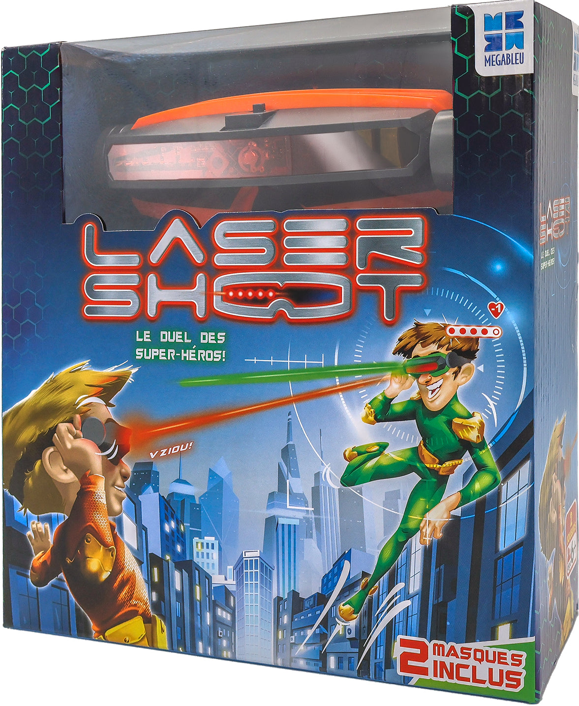 Jeu de société - MEGABLEU - Laser Shoot - Duel au laser avec masques et vies a perdre
