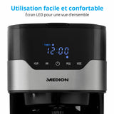 Cafetiere filtre programmable avec carafe - MEDION - MD 18458 - isotherme - 900W - 1,2 L