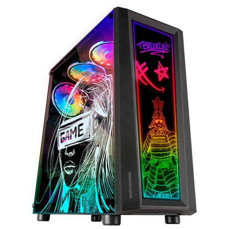 Boitier Moyen Tour ATX Mars Gaming MC-ART RGB avec panneaux vitrés (Noir)