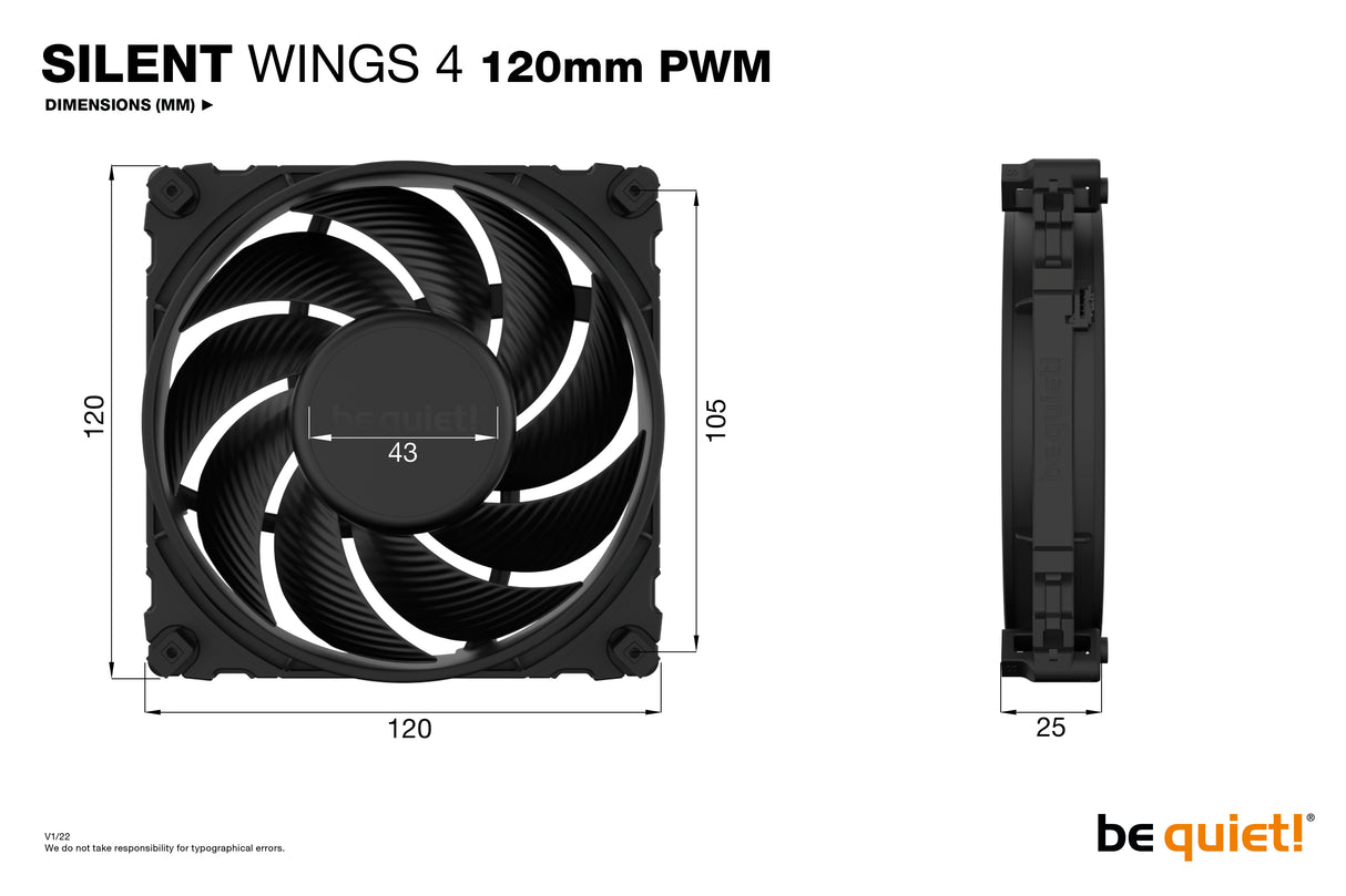 Ventilateur de boitier be quiet! Silent Wings 4 PWM - 12cm (Noir)