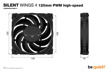 Ventilateur de boitier be quiet! Silent Wings 4 Haute-vitesse - 12cm (Noir)