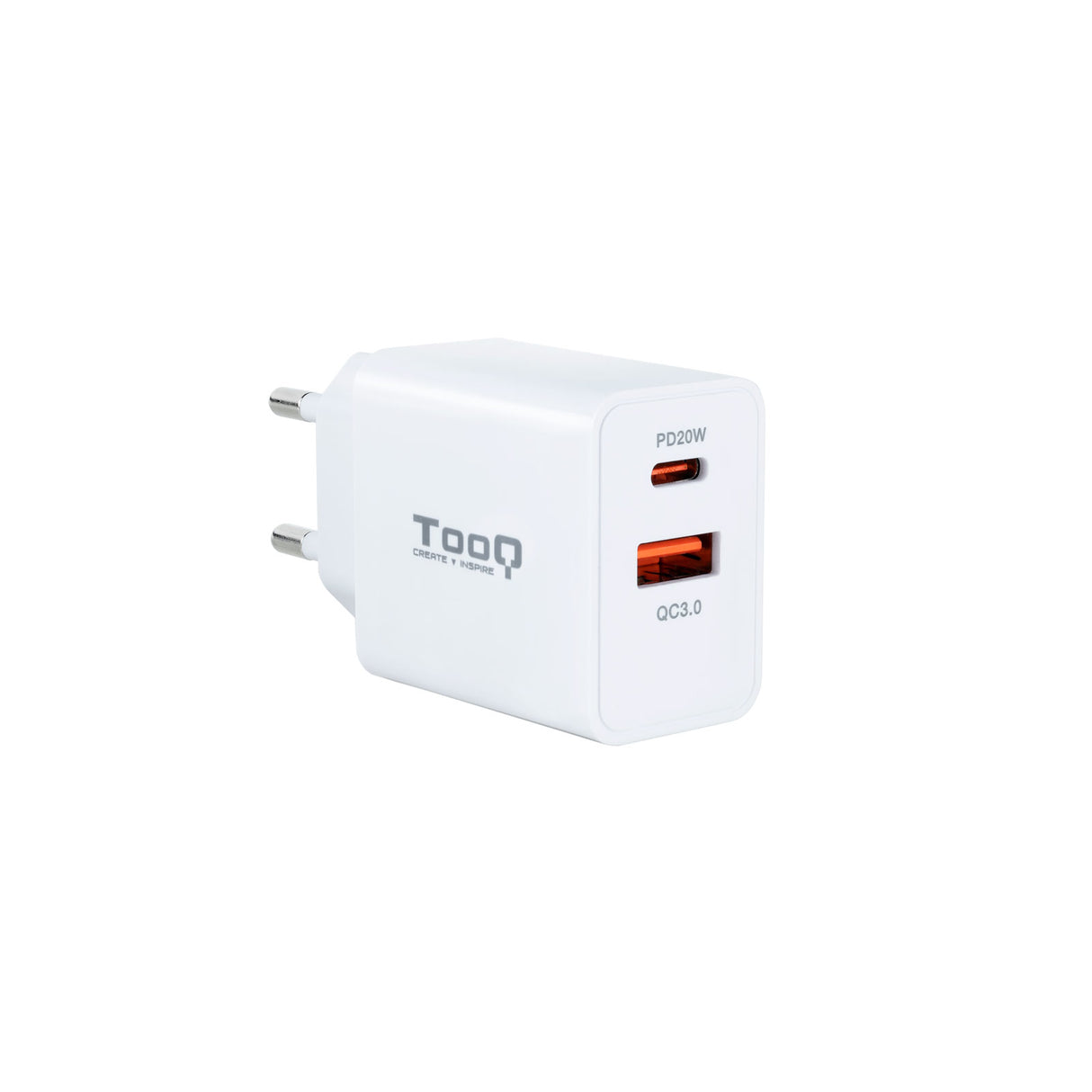 Chargeur secteur TooQ TQWC-2SC04 1x port USB-A + 1x port USB-C 20W (Blanc)