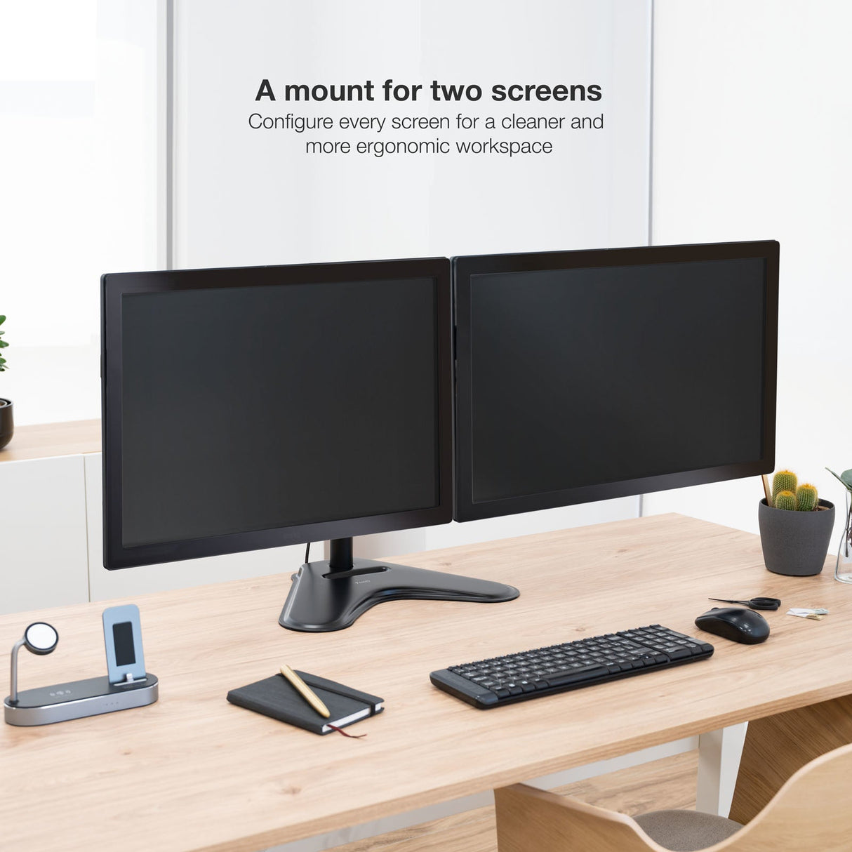 Support double-écran é poser Tooq DB1702TN 17"-32" (9kg max) (Noir)