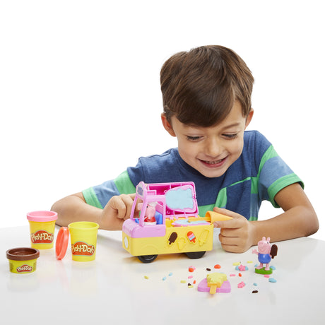 Play-Doh Peppa et le camion de glaces, figurines Peppa et George, 5 pots de pâte a modeler, des 3 ans