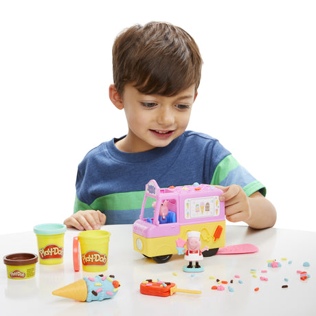 Play-Doh Peppa et le camion de glaces, figurines Peppa et George, 5 pots de pâte a modeler, des 3 ans