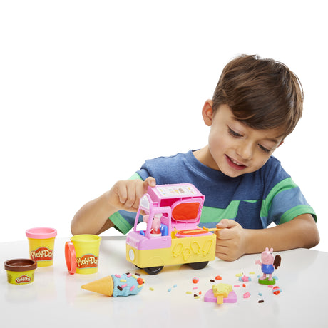 Play-Doh Peppa et le camion de glaces, figurines Peppa et George, 5 pots de pâte a modeler, des 3 ans