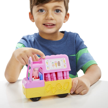 Play-Doh Peppa et le camion de glaces, figurines Peppa et George, 5 pots de pâte a modeler, des 3 ans
