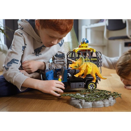 Mission de transport Dino, coffret de 43 pieces avec figurine tricératops et camion de transport, jouets dinosaures pour enfants