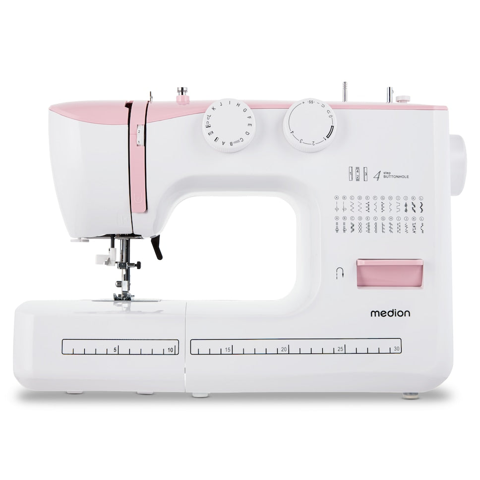 Machine a Coudre - MEDION - SM 60 - 62W - 24 Points + Points Doubles - 700 tr/min - LED - Rose