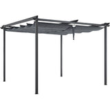 Pergola toit rétractable - KIBA - Structure en acier - Toile en polyester - Gris - 3 x 3 m