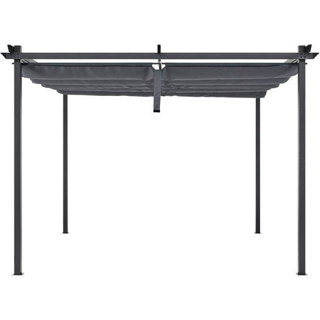 Pergola toit rétractable - KIBA - Structure en acier - Toile en polyester - Gris - 3 x 3 m