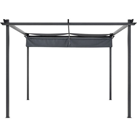 Pergola toit rétractable - KIBA - Structure en acier - Toile en polyester - Gris - 3 x 3 m