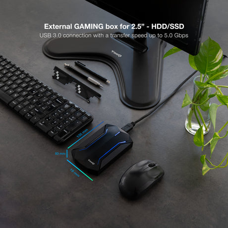 Boitier externe USB 3.1 TooQ TQE-2599 RGB - S-ATA 2,5" (Noir)