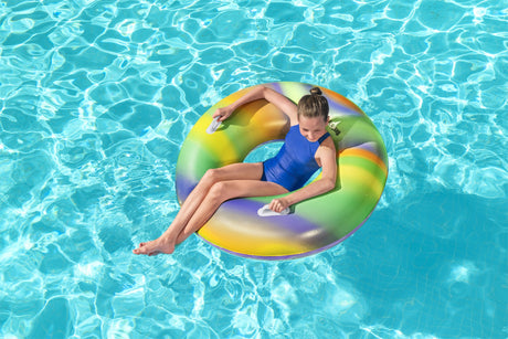 Bouée gonflable - BESTWAY - Rainbow - Diametre 119 cm - Multicolore - Pour enfants a partir de 6 ans