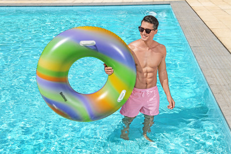 Bouée gonflable - BESTWAY - Rainbow - Diametre 119 cm - Multicolore - Pour enfants a partir de 6 ans