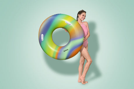 Bouée gonflable - BESTWAY - Rainbow - Diametre 119 cm - Multicolore - Pour enfants a partir de 6 ans