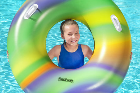 Bouée gonflable - BESTWAY - Rainbow - Diametre 119 cm - Multicolore - Pour enfants a partir de 6 ans