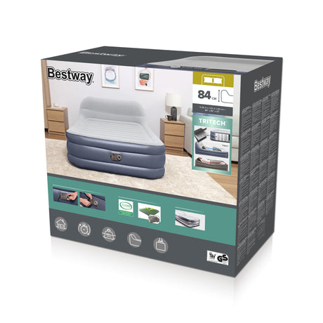 Lit gonflable - BESTWAY - 67923 - Tritech™ SleekFlow™ - 2 places, 226 x 152 x 84 cm, tete de lit, pompe intégrée