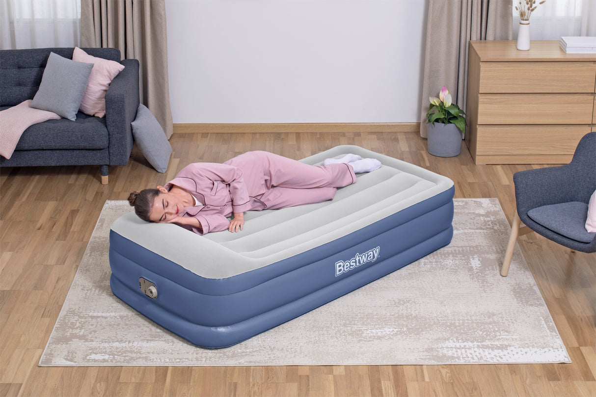 Lit gonflable - BESTWAY - 67628 - 1 place - 191 x 97 x 46 cm, pompe électrique intégrée, cadre de lit