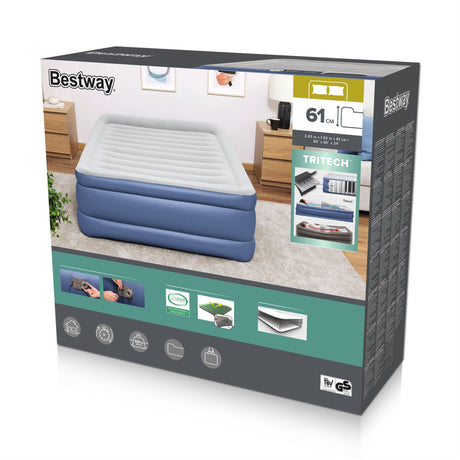 Lit gonflable - Bestway - Tritech - 152 x 203 x 46 cm - 2 places - Pompe intégrée