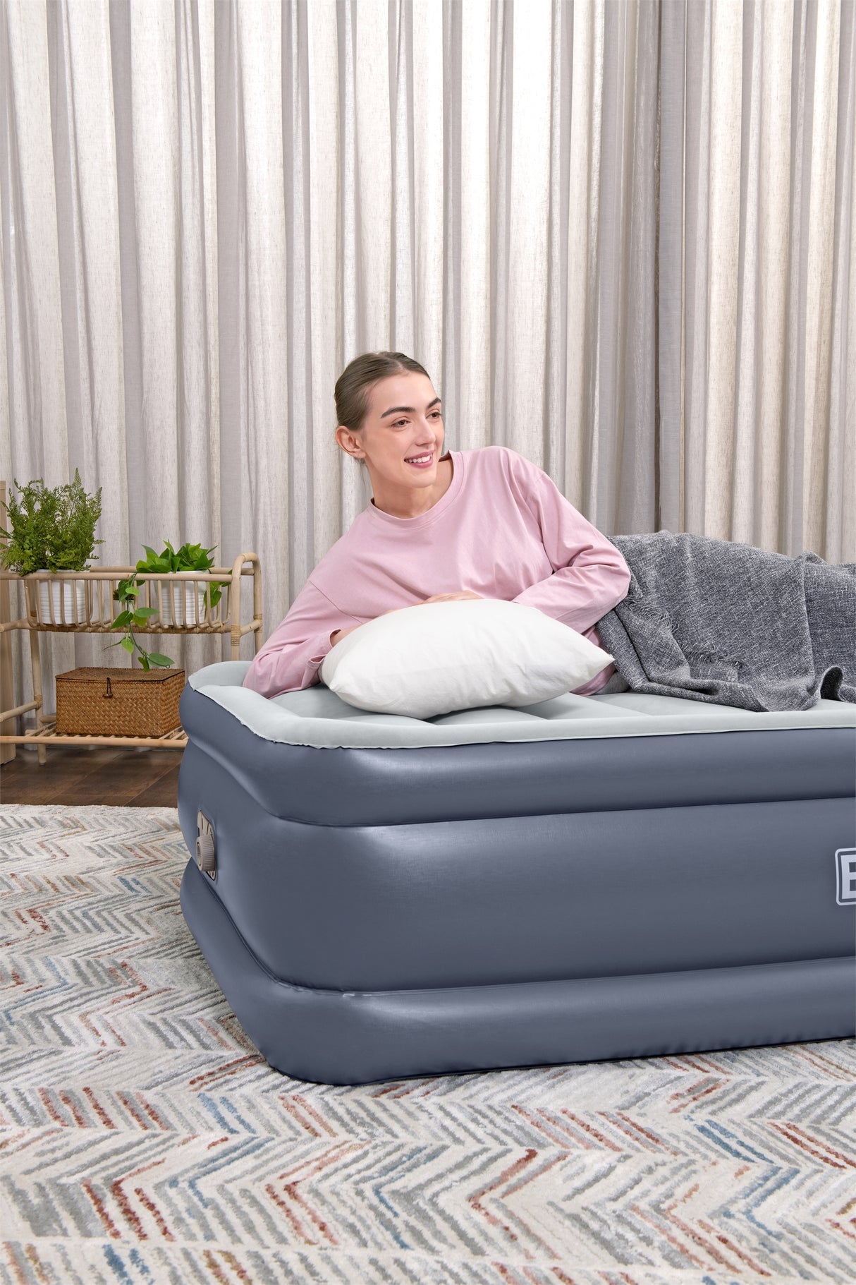 Lit gonflable - BESTWAY - 6713G - Tritech™ - 1 place, 191 x 97 x 51 cm, pompe électrique intégrée, cadre de lit