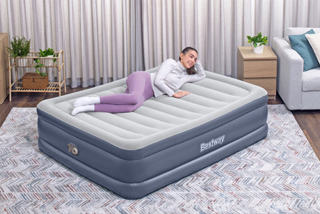 Lit gonflable - BESTWAY - 6713I - Tritech™ - 2 places, 203 x 152 x 51 cm, pompe électrique intégrée, cadre de lit