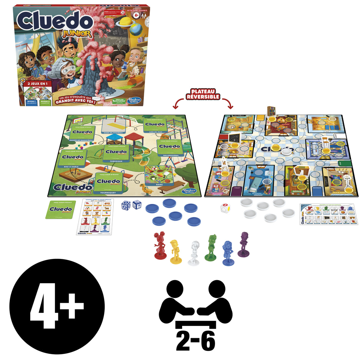 Cluedo Junior 2-en-1 - Jeu de société junior - jeu de réflexion