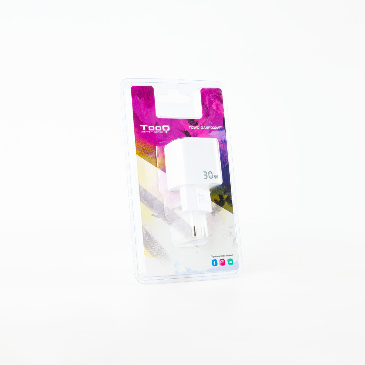 Chargeur secteur TooQ TQWC-GANPD30 1 port USB-C 30W (Blanc)