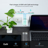 Chargeur secteur TooQ 1x port USB-A + 2x ports USB-C 65W (Blanc)