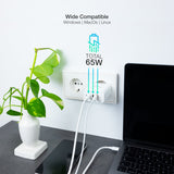 Chargeur secteur TooQ 1x port USB-A + 2x ports USB-C 65W (Blanc)