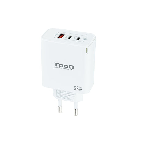 Chargeur secteur TooQ 1x port USB-A + 2x ports USB-C 65W (Blanc)