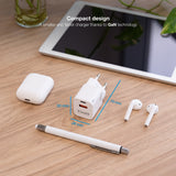 Chargeur Secteur Tooq TQWC-GANQCPD30WT  1x USB-A + 1x USB-C 30w (Blanc)