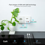 Chargeur secteur TooQ 1x port USB-A + 1x port USB-C 45W (Blanc)