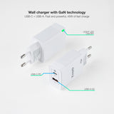 Chargeur secteur TooQ 1x port USB-A + 1x port USB-C 45W (Blanc)