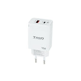 Chargeur secteur TooQ 1x port USB-A + 1x port USB-C 45W (Blanc)