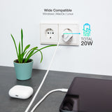 Chargeur secteur TooQ 1 port USB-C 20W (Blanc)