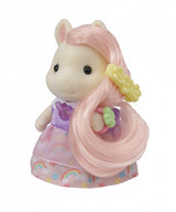 Coiffeuse Fille Poney - SYLVANIAN FAMILIES - Joy aux cheveux roses - Accessoires de coiffure inclus