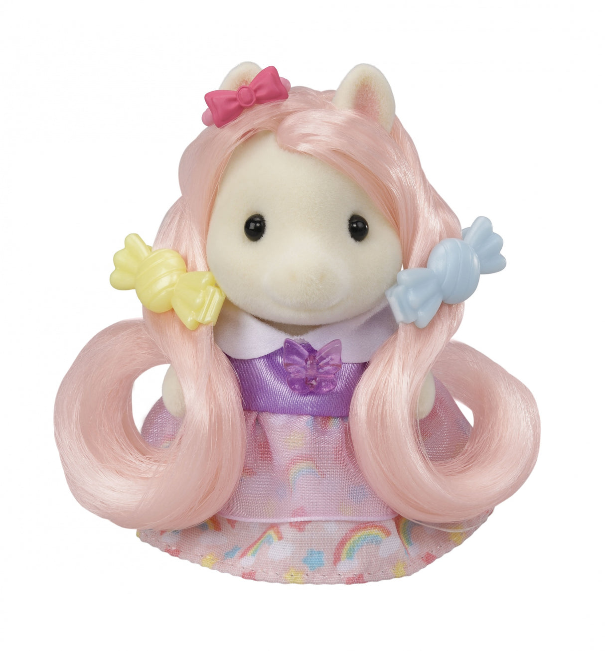 Coiffeuse Fille Poney - SYLVANIAN FAMILIES - Joy aux cheveux roses - Accessoires de coiffure inclus