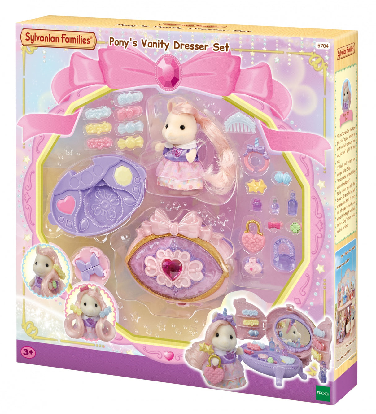 Coiffeuse Fille Poney - SYLVANIAN FAMILIES - Joy aux cheveux roses - Accessoires de coiffure inclus