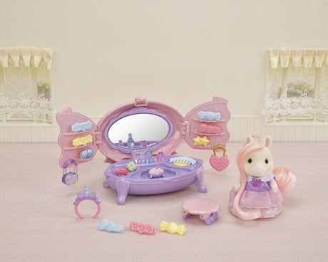 Coiffeuse Fille Poney - SYLVANIAN FAMILIES - Joy aux cheveux roses - Accessoires de coiffure inclus