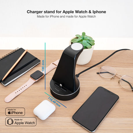 Chargeur sans fil TooQ pour Apple Watch et iPhone (Noir)