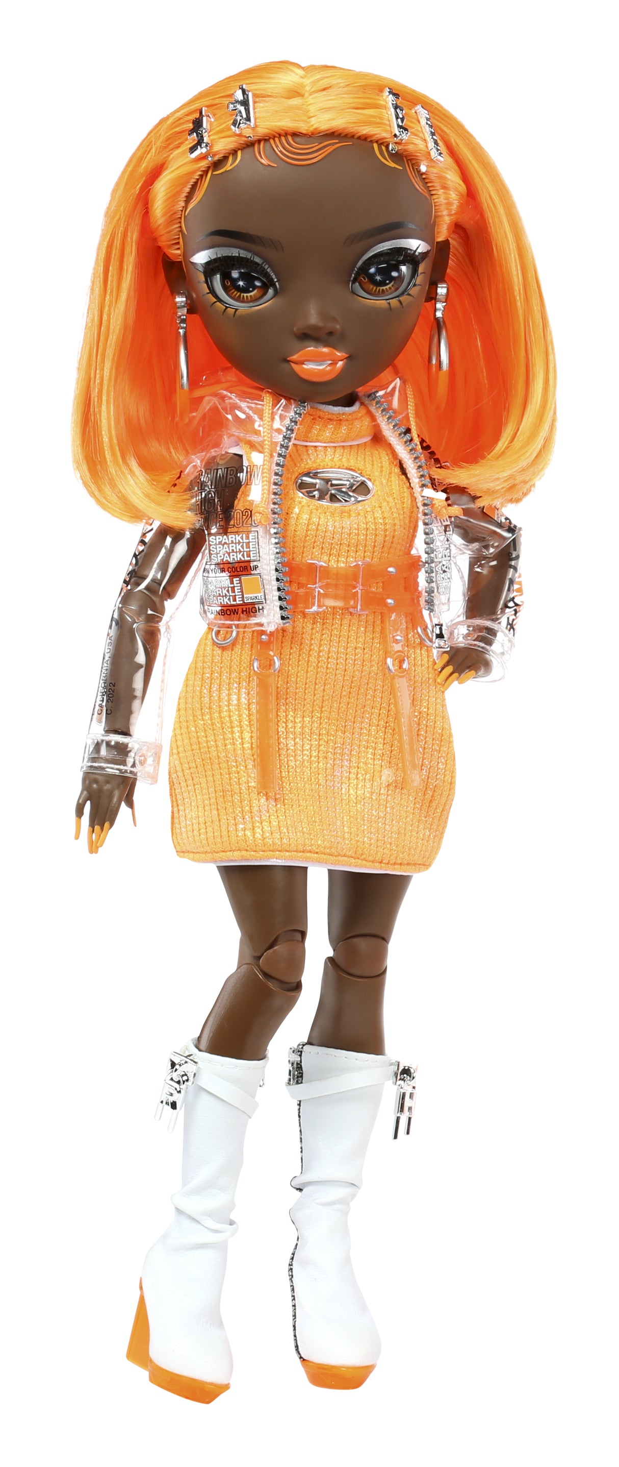 Rainbow High S23 Fashion Doll - Poupée 27 cm Michelle St Charles (Orange Fluo) - 1 tenue, 1 paire de chaussures et des accessoires